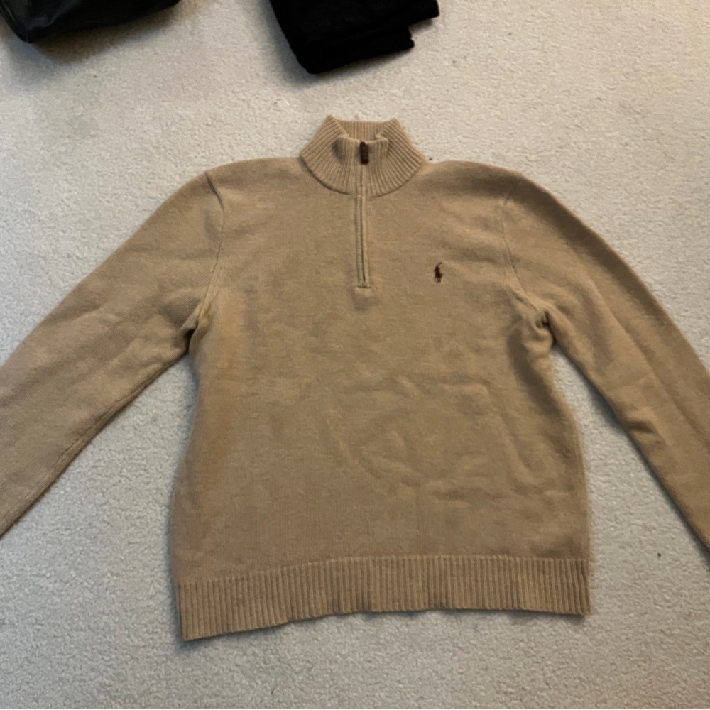 Ralph Lauren Men's Camel Zip-Up Sweater - Picture 2 of 6